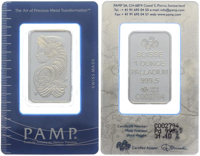 1 Unze Palladium Lady Suisse Pamp