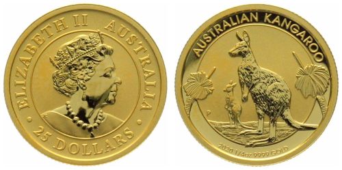 Australien 25 Dollars 2020 0.25 Oz Gold Känguru